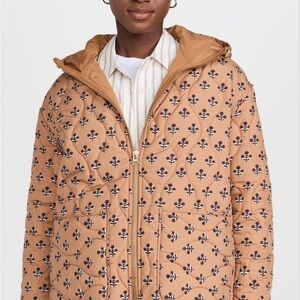 Flower block print quilted puffer
